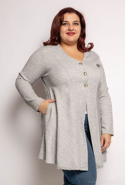 Plus Size Cardigan med synlig sömnad