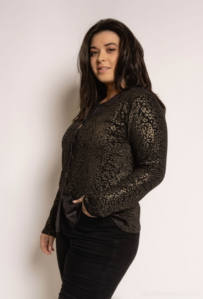Plus Size Leopard Print Cardigan