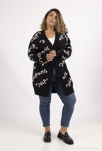 Plus Size Brevmönster Cardigan i 2Wparis med knappar