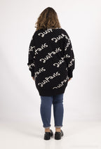 Plus Size Brevmönster Cardigan i 2Wparis med knappar