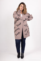 Plus Size Brevmönstrad Cardigan 2Wparis med Knapp