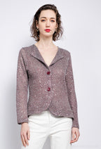 Plus Size Glitter Cardigan med Randig Design