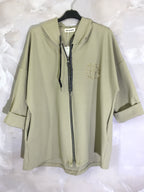 Plus Size Vest with hood and zipper with gold logo in Milano