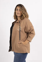 Plus Size Väst med Huva och Dragkedja i Milano