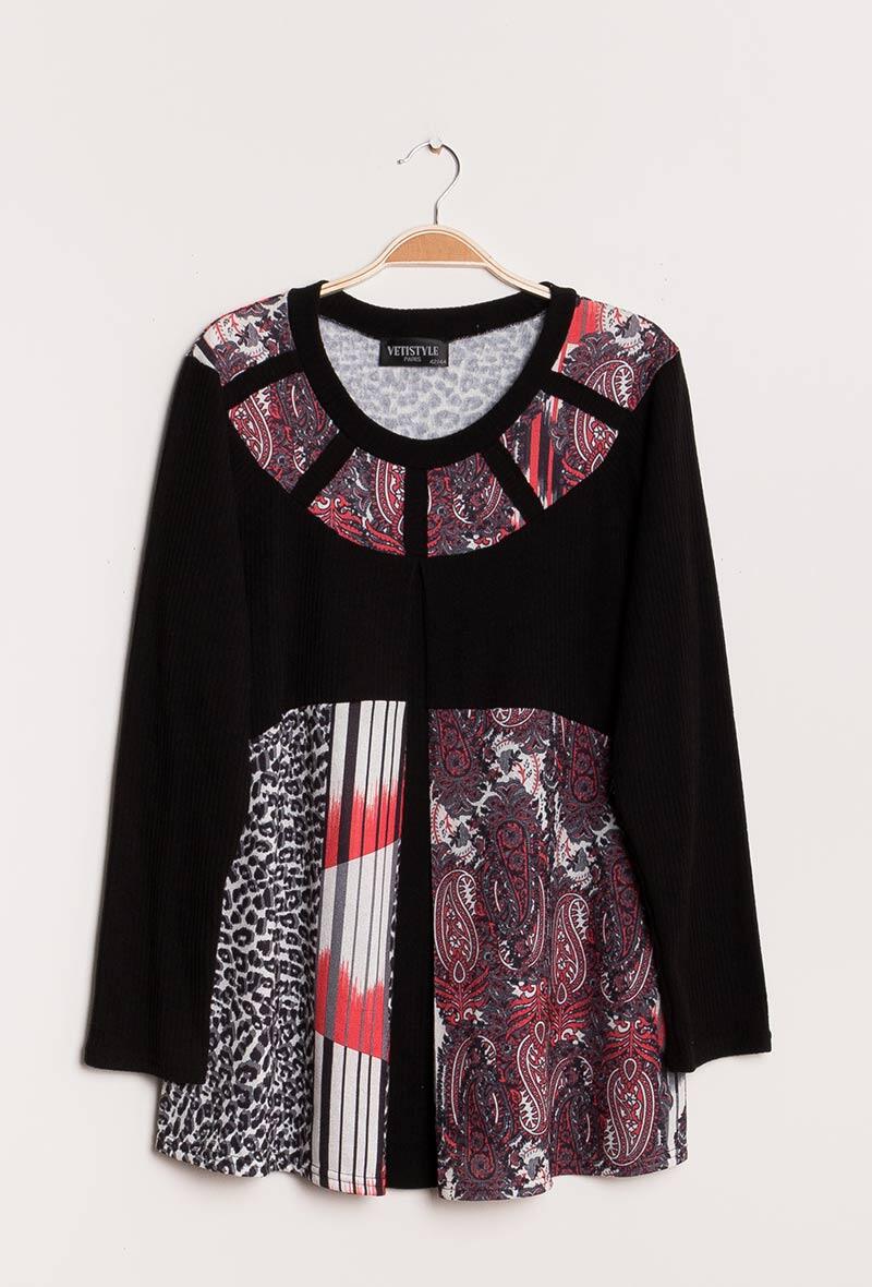 Plus Size Cardigan med tryckt yoke
