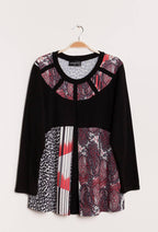 Plus Size Cardigan med tryckt yoke
