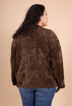 Buttoned Velvet Pocket Cardigan i Stor Storlek 38-50