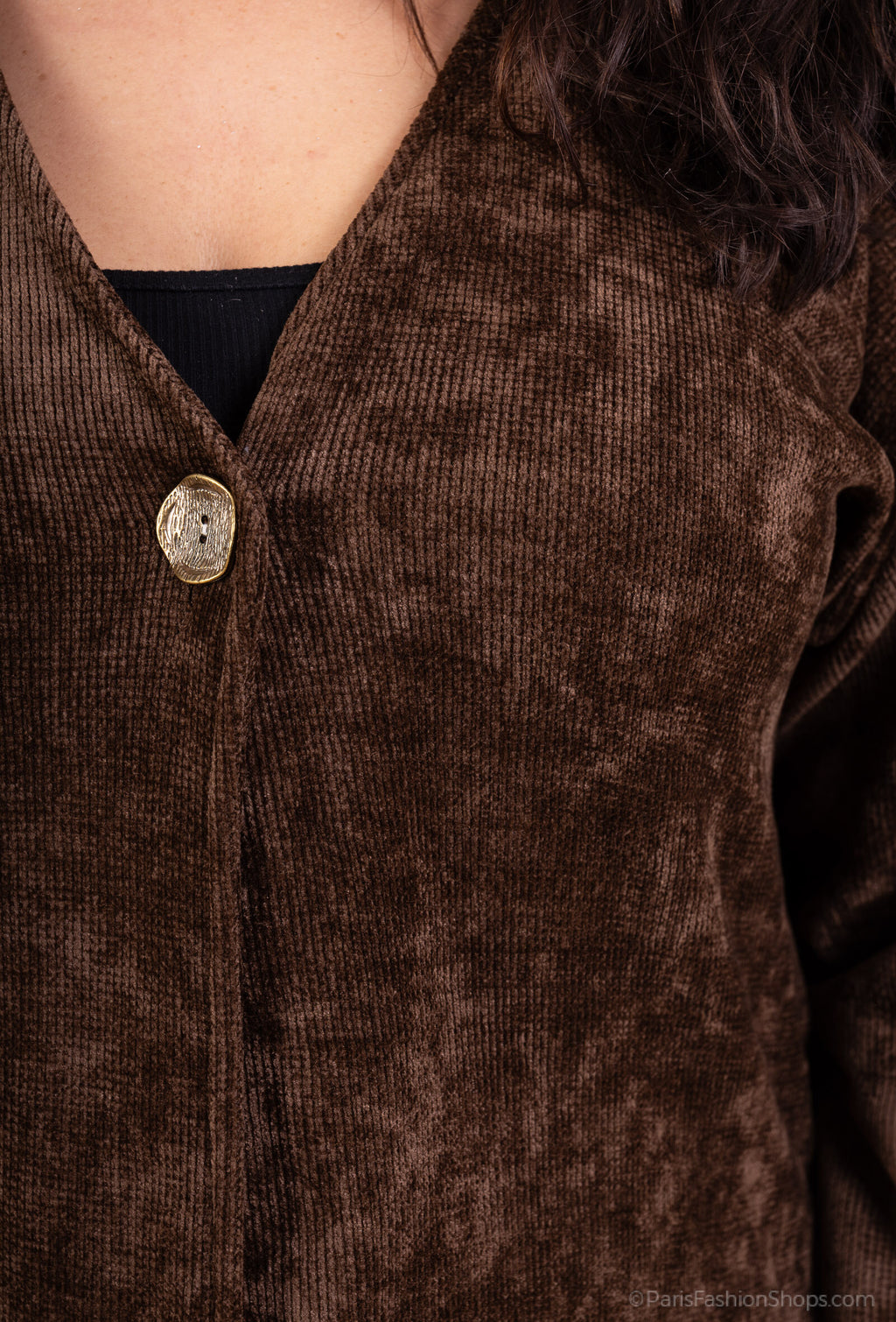 Buttoned Velvet Pocket Cardigan i Stor Storlek 38-50