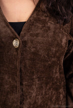 Buttoned Velvet Pocket Cardigan i Stor Storlek 38-50