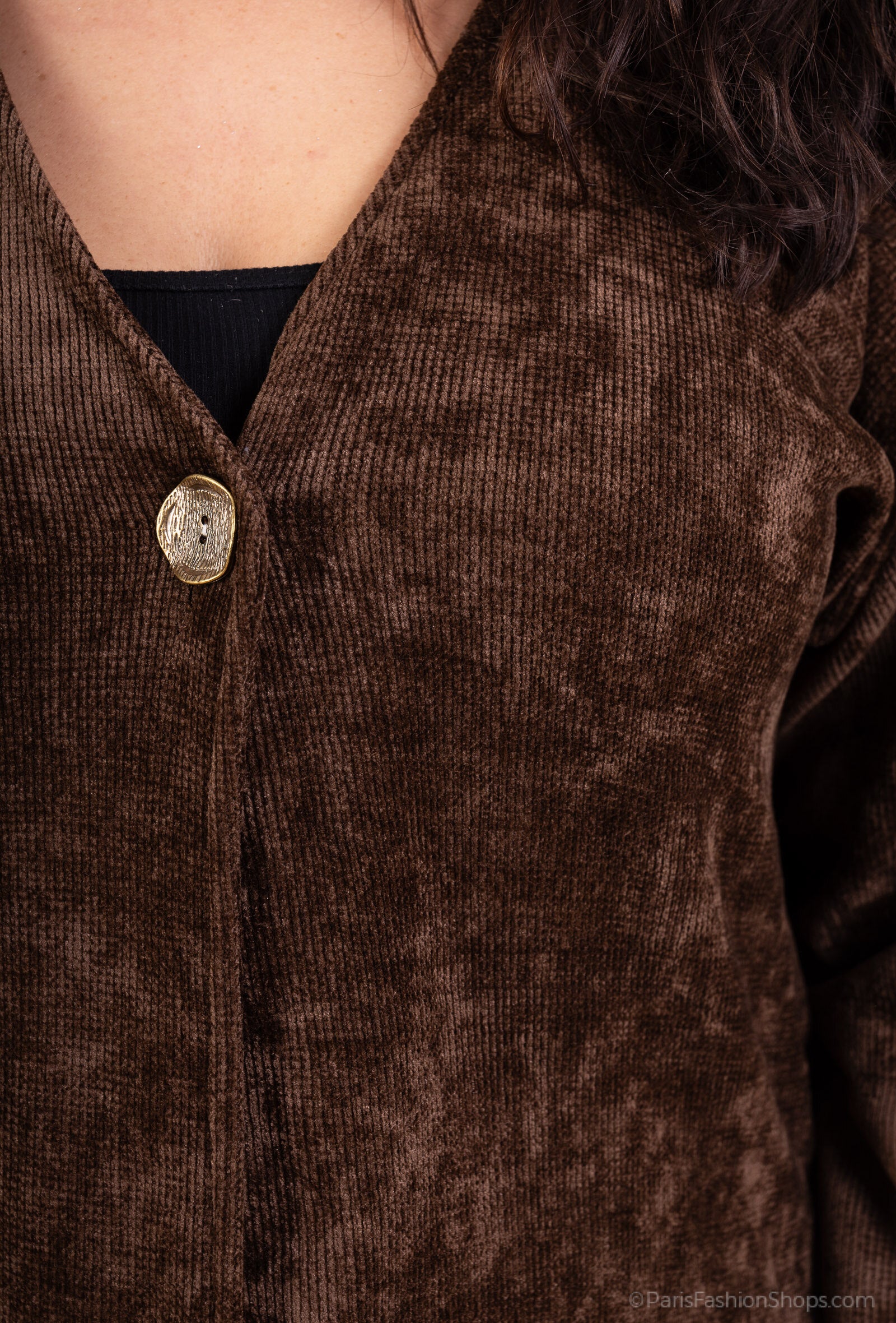 Buttoned Velvet Pocket Cardigan i Stor Storlek 38-50