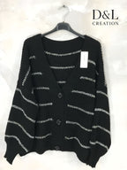 Buttoned knit cardigan with stripes