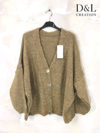 Plus Size Ultra-soft buttoned fleece cardigan sizes 40 to 56