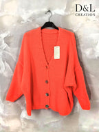 Ultra-soft buttoned fleece cardigan sizes 40 to 56 i Stor Storlek