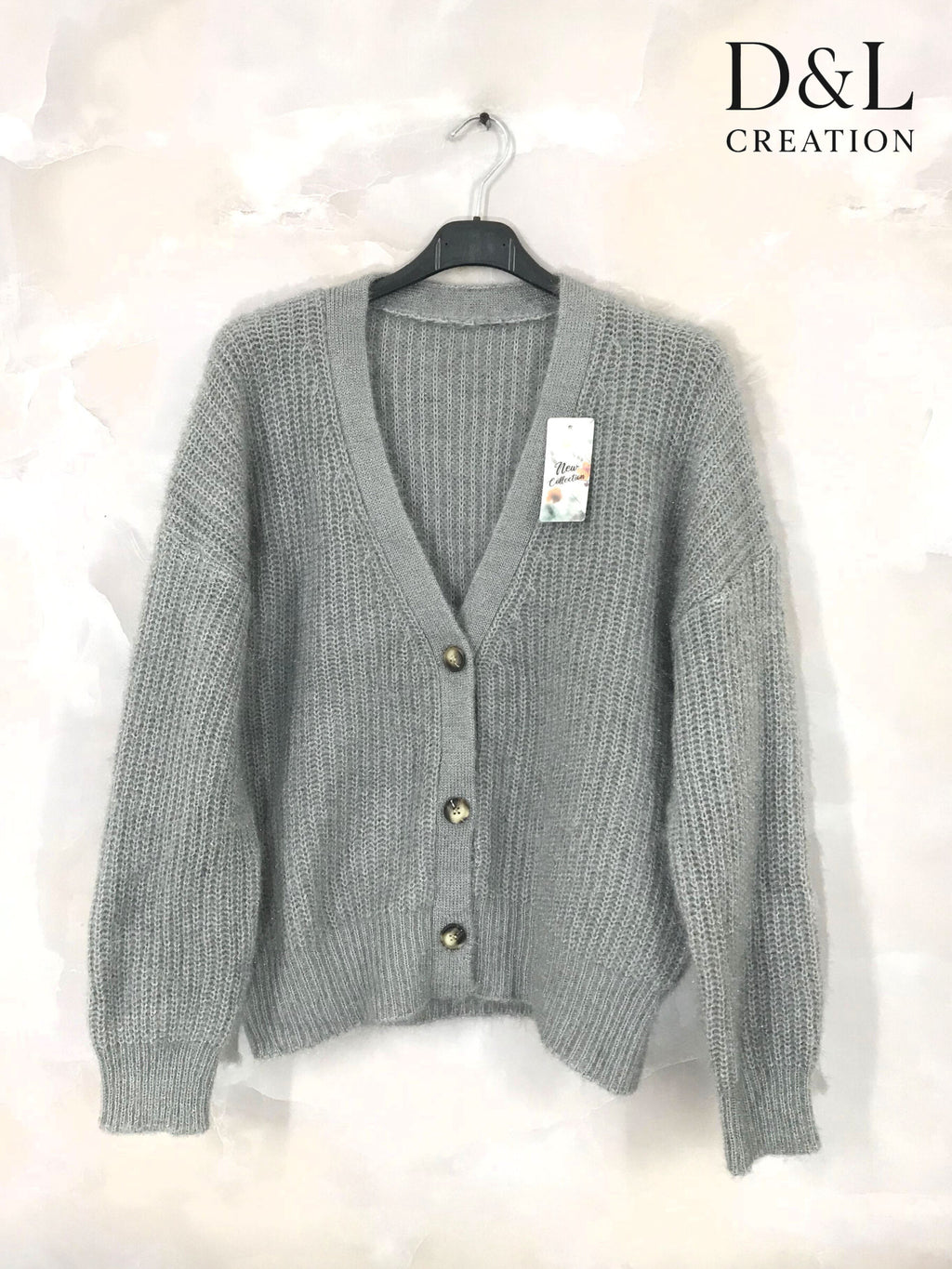 Plus Size Stickad Knappupp Cardigan