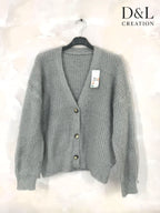 Plus Size Stickad Knappupp Cardigan