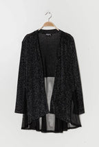Plus Size Shiny Cardigan med Transparent Bak