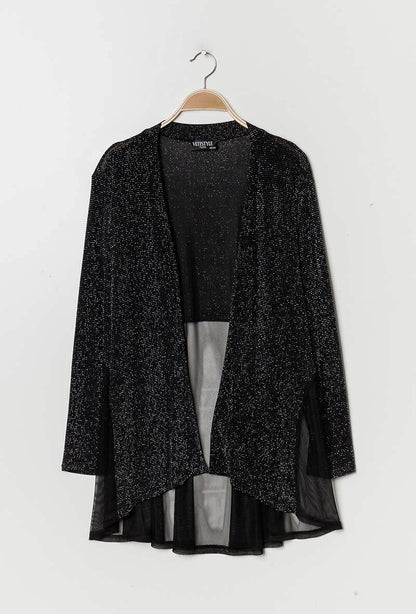 Plus Size Shiny cardigan with transparent back