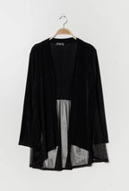 Plus Size Shiny Cardigan med Transparent Bak