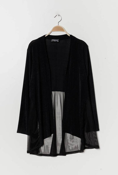 Plus Size Shiny Cardigan med Transparent Bak
