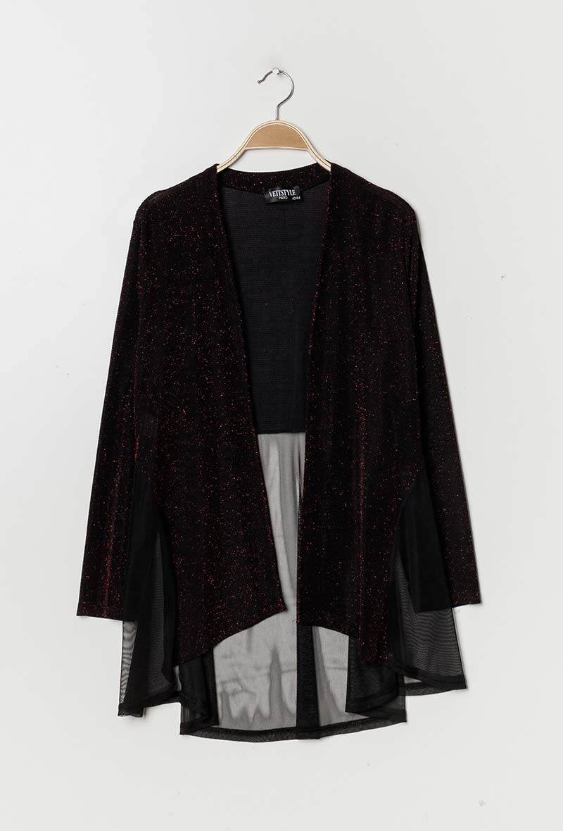 Plus Size Shiny cardigan with transparent back