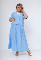 Plus Size Short-sleeved cropped vest with pockets