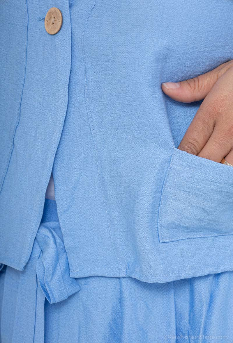 Plus Size Korta Ärm Croppad Västen med Fickor