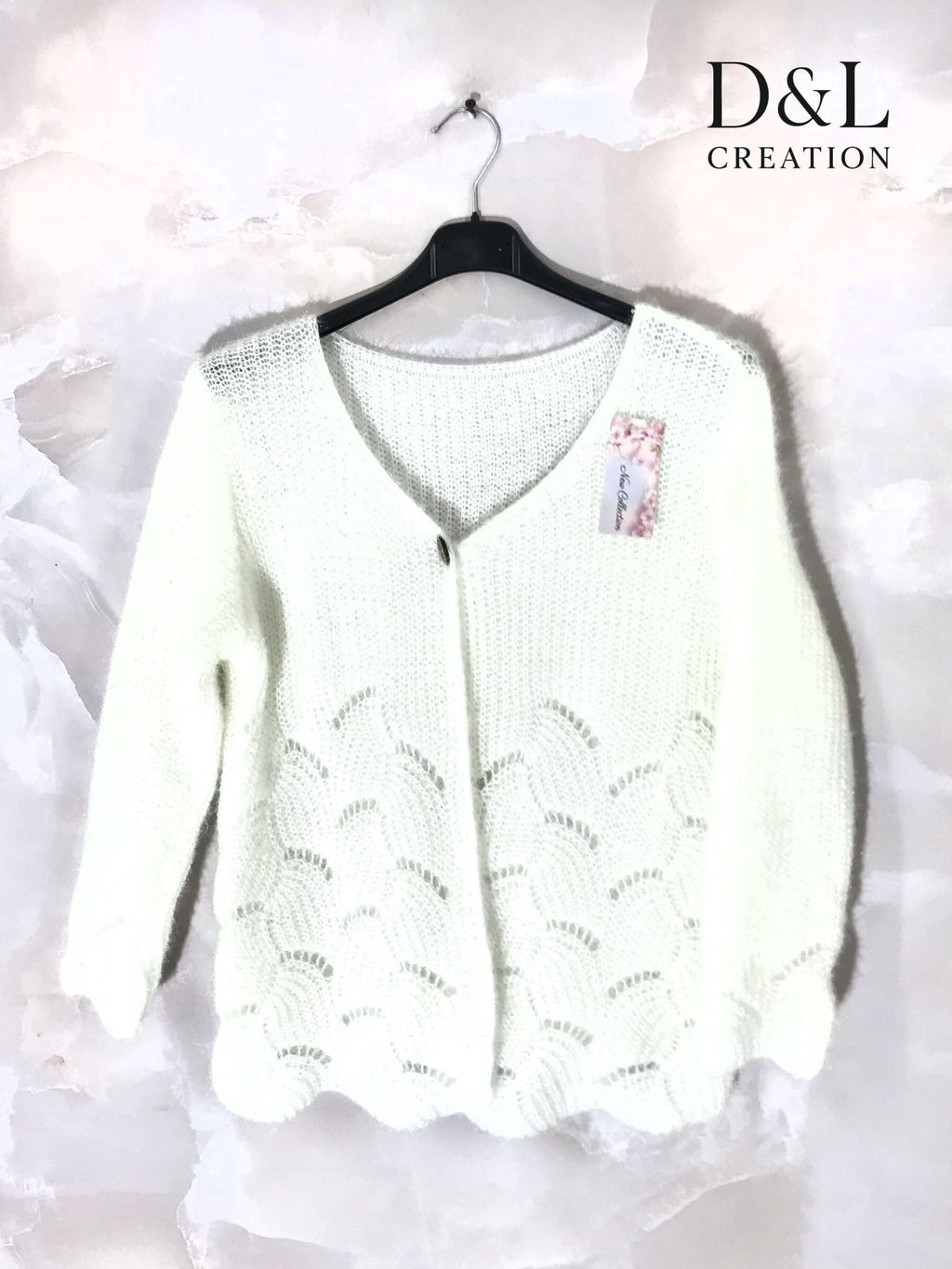 Fluffy cropped cardigan med mönster, storlekar T38 till T48 i Stor Storlek