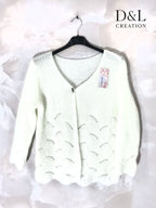Fluffy cropped cardigan med mönster, storlekar T38 till T48 i Stor Storlek