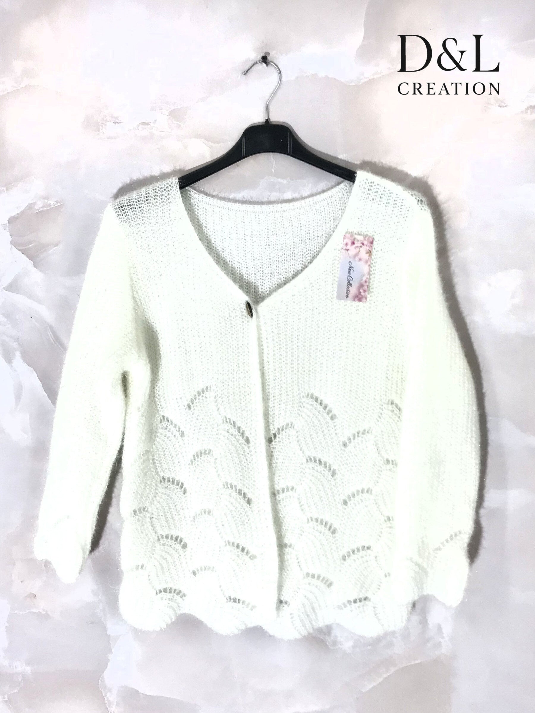Fluffy cropped cardigan med mönster, storlekar T38 till T48 i Stor Storlek