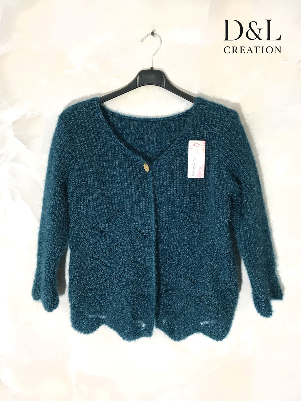 Fluffy cropped cardigan med mönster, storlekar T38 till T48 i Stor Storlek