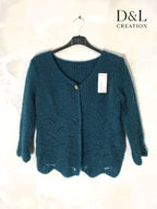 Fluffy cropped cardigan med mönster, storlekar T38 till T48 i Stor Storlek