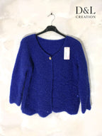 Fluffy cropped cardigan med mönster, storlekar T38 till T48 i Stor Storlek