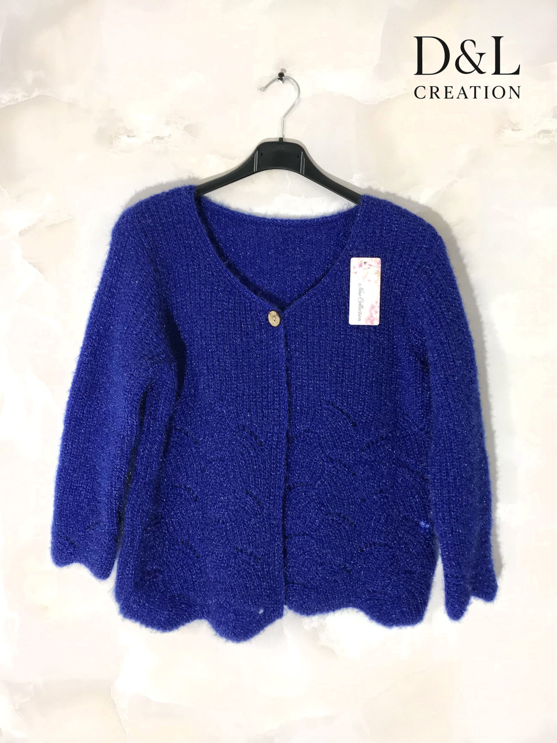 Fluffy cropped cardigan med mönster, storlekar T38 till T48 i Stor Storlek