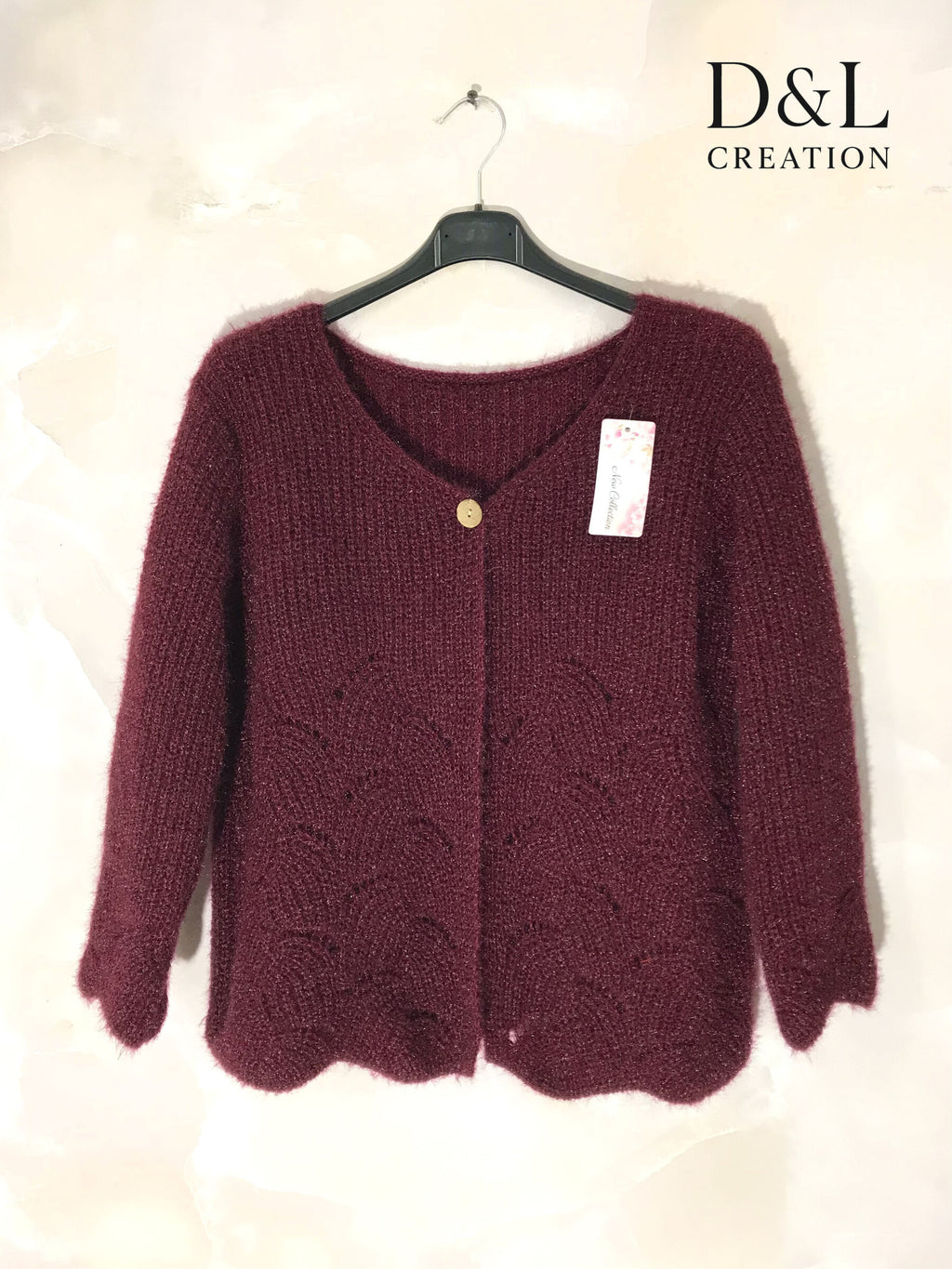 Fluffy cropped cardigan with pattern