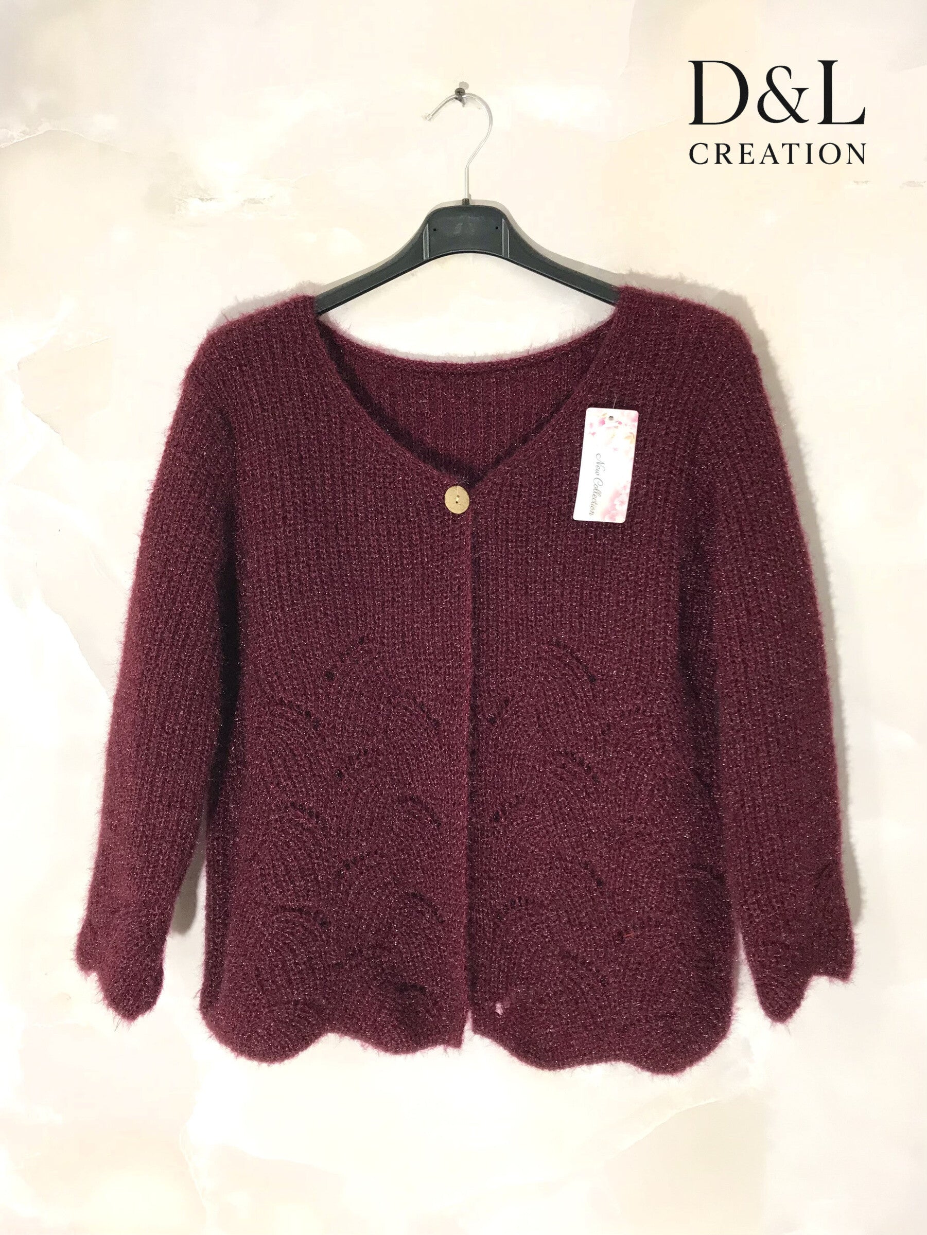 Fluffy cropped cardigan with pattern