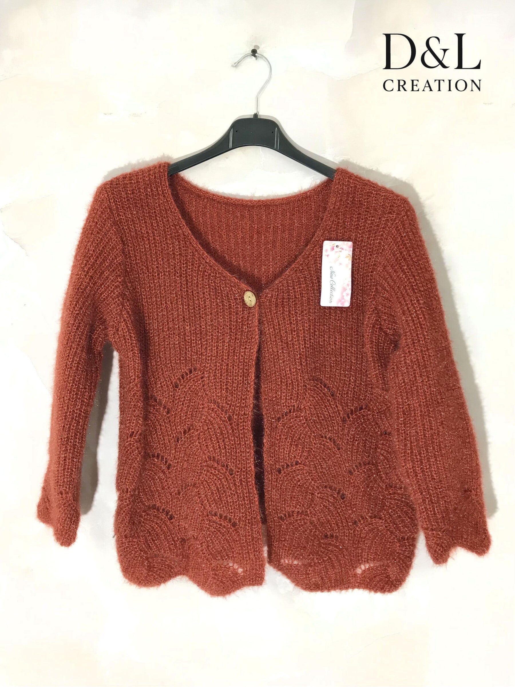 Fluffy cropped cardigan with pattern