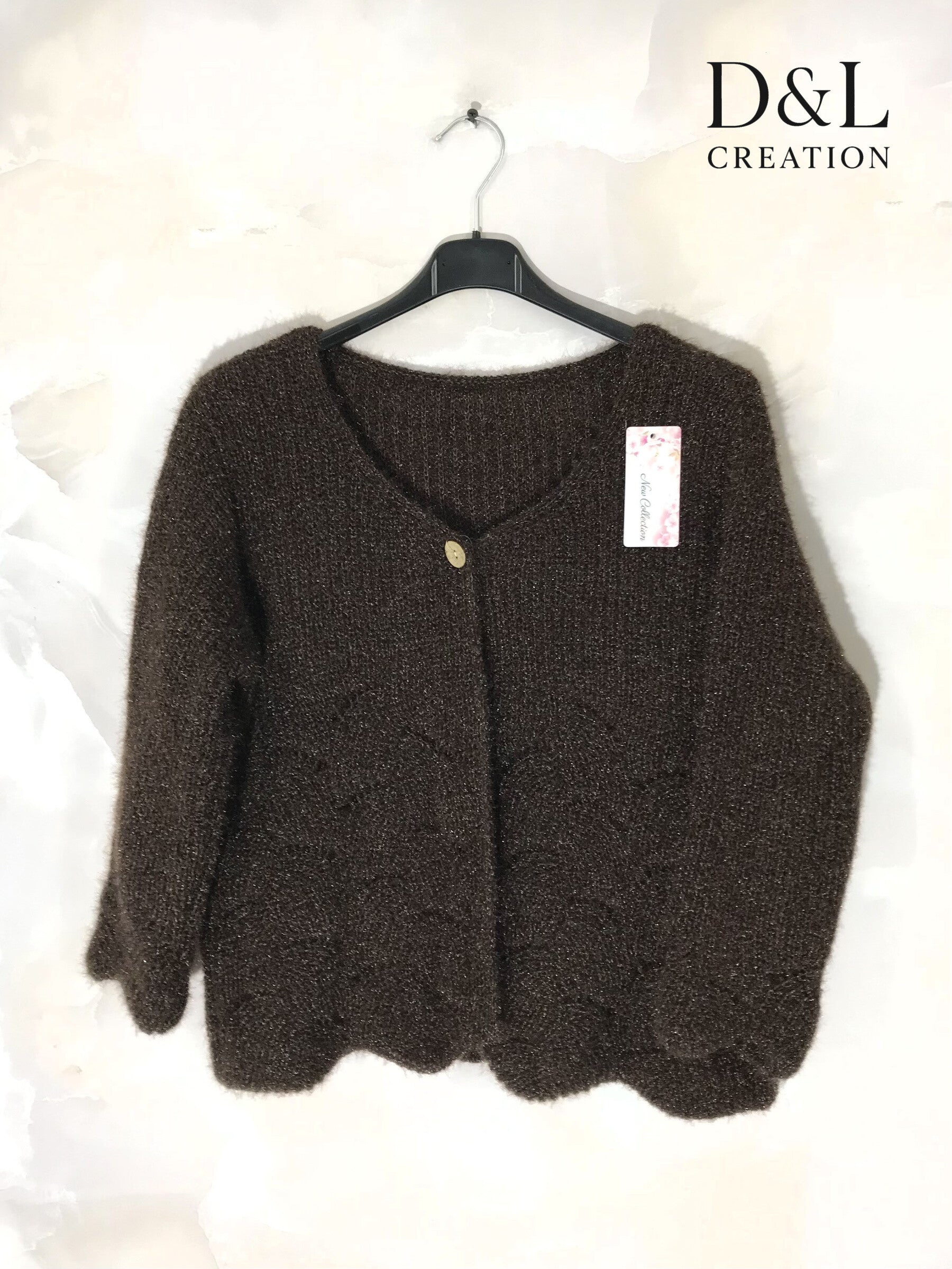 Fluffy cropped cardigan with pattern