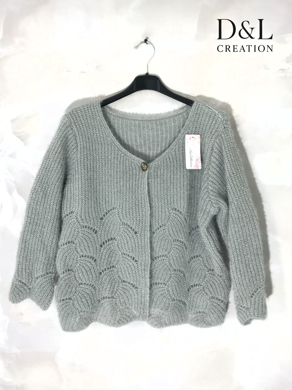 Fluffy cropped cardigan with pattern