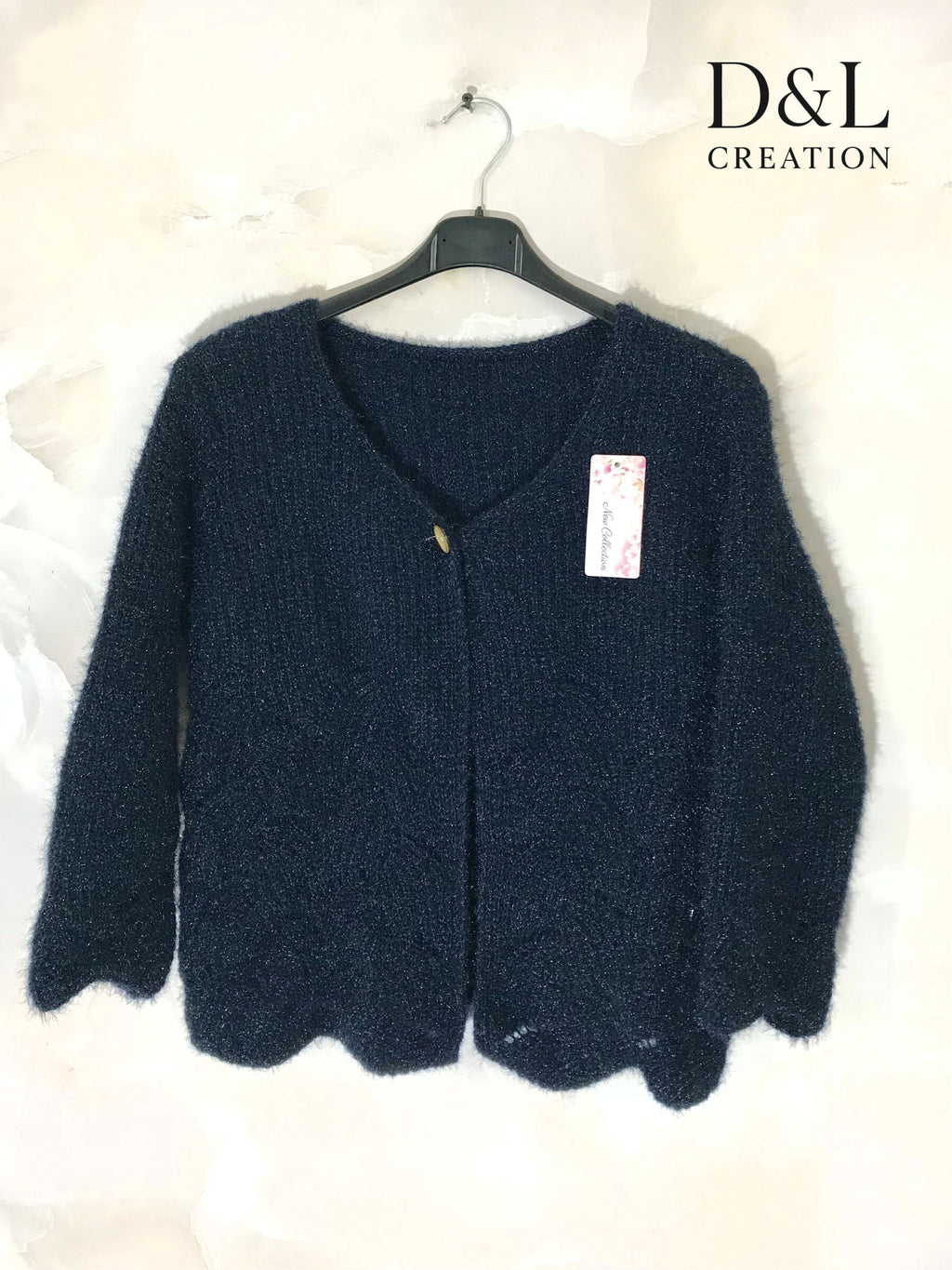 Fluffy cropped cardigan with pattern
