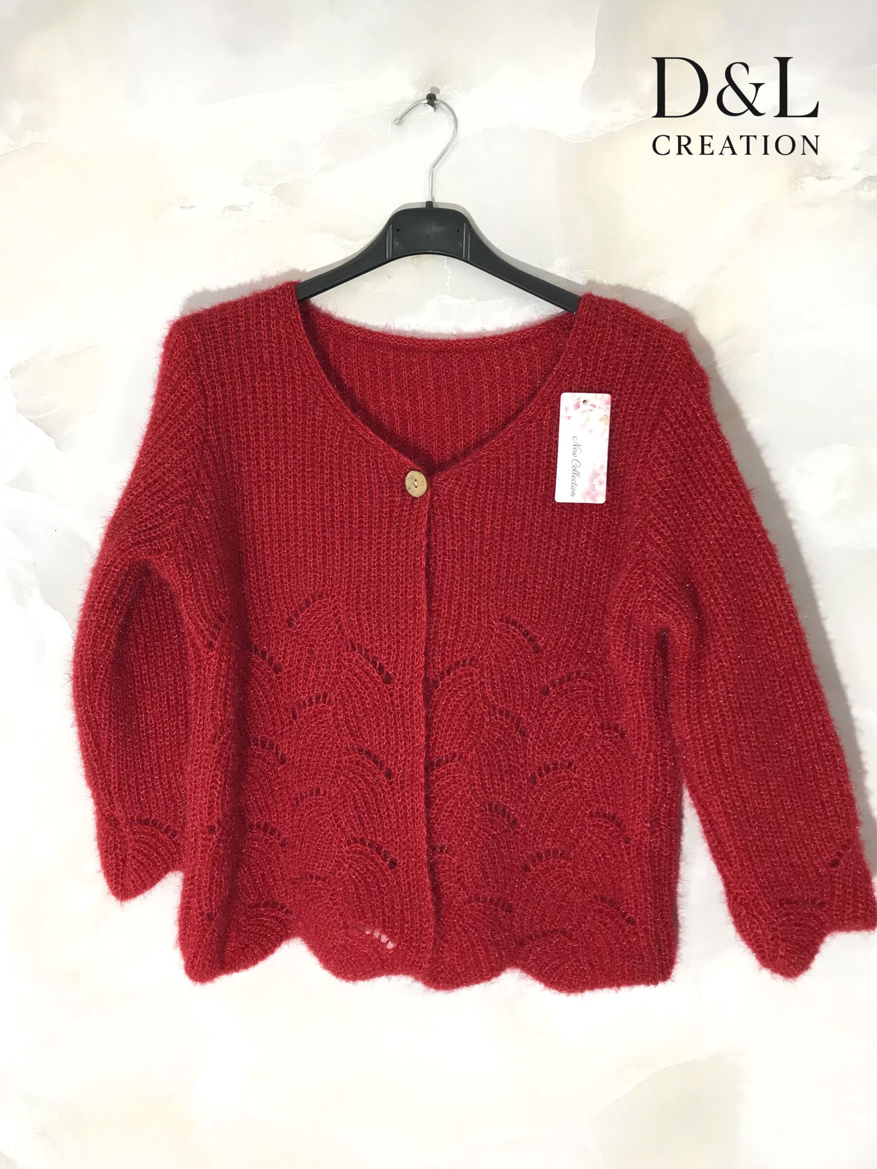 Fluffy cropped cardigan with pattern