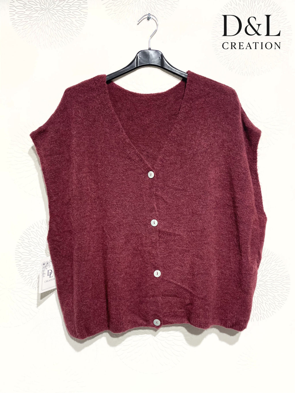 Sleeveless cropped cardigan with alpaca
