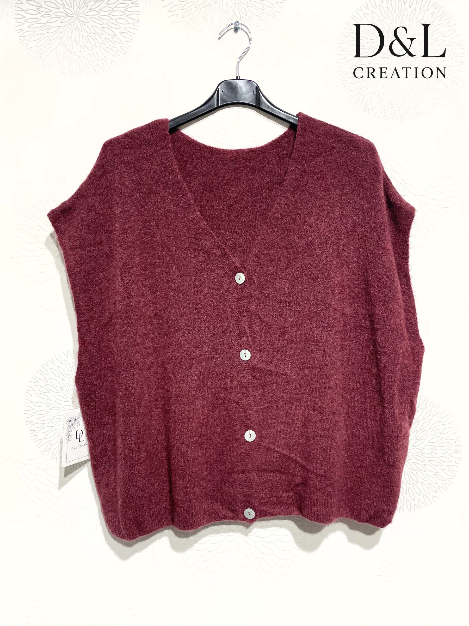 Sleeveless cropped cardigan with alpaca