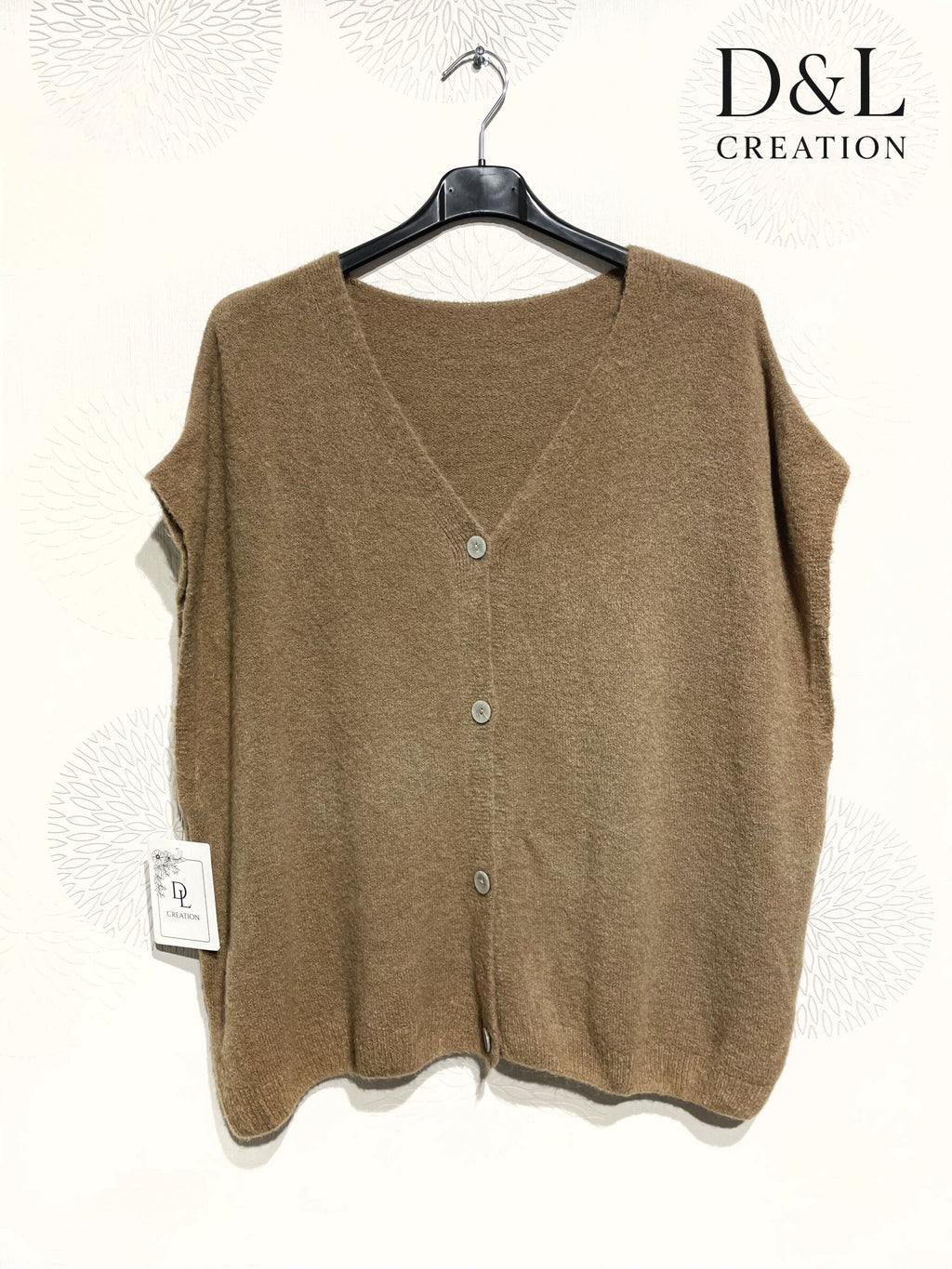 Sleeveless cropped cardigan with alpaca