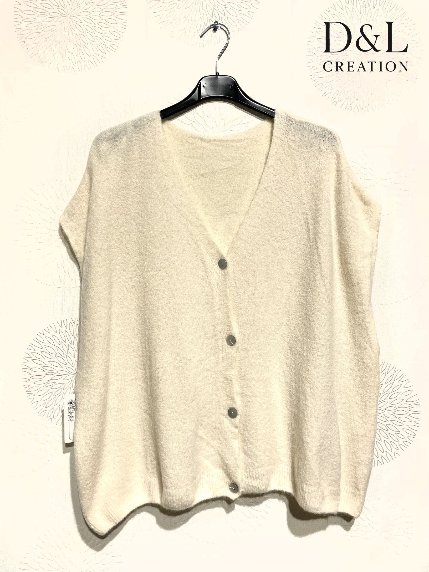 Sleeveless cropped cardigan with alpaca