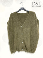 Sleeveless cropped cardigan with alpaca