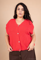 Sleeveless cropped cardigan with alpaca