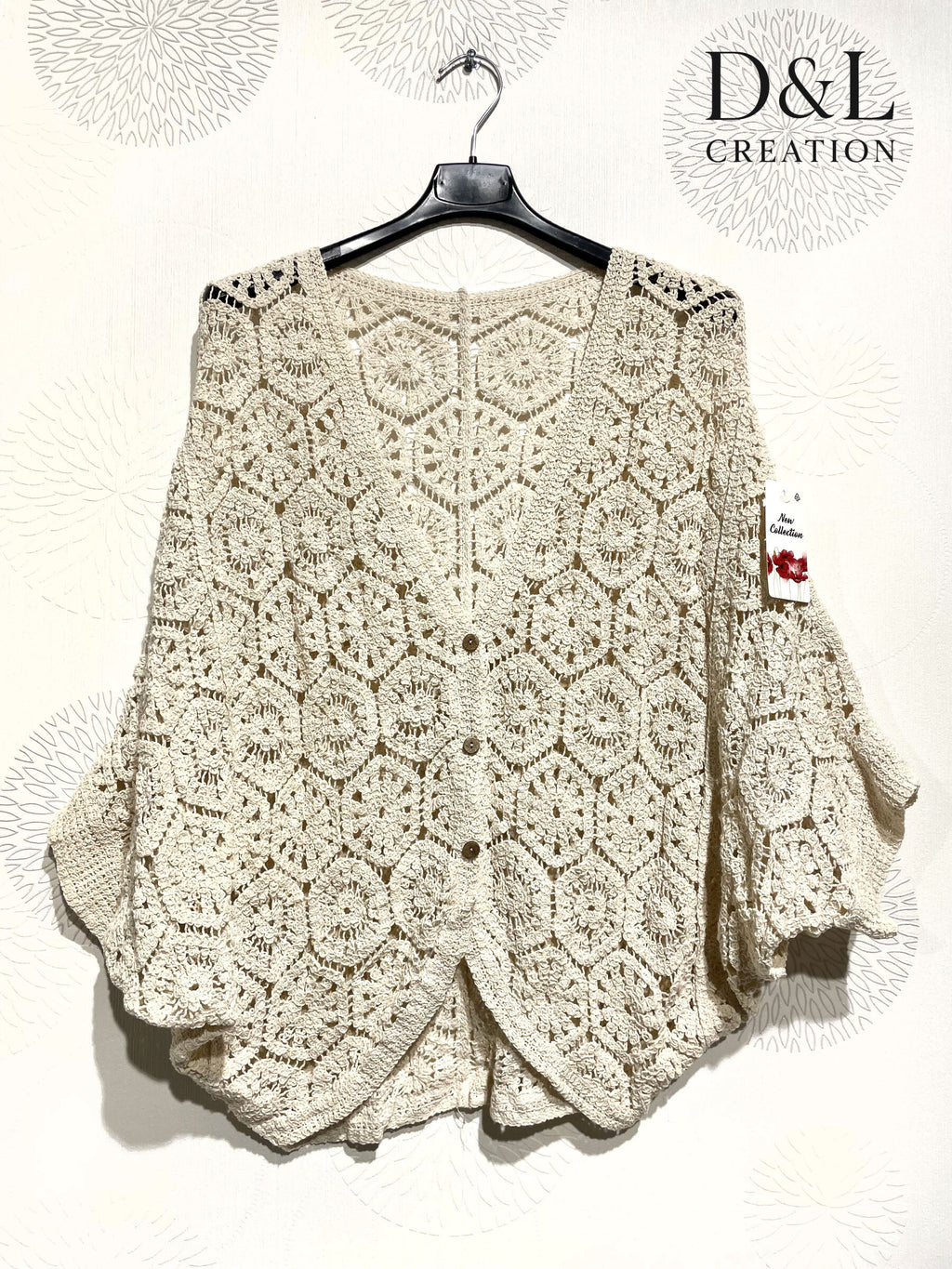 Plus Size Crochet vest with batwing sleeves size 38 to 46