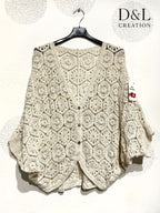 Plus Size Crochet vest with batwing sleeves size 38 to 46