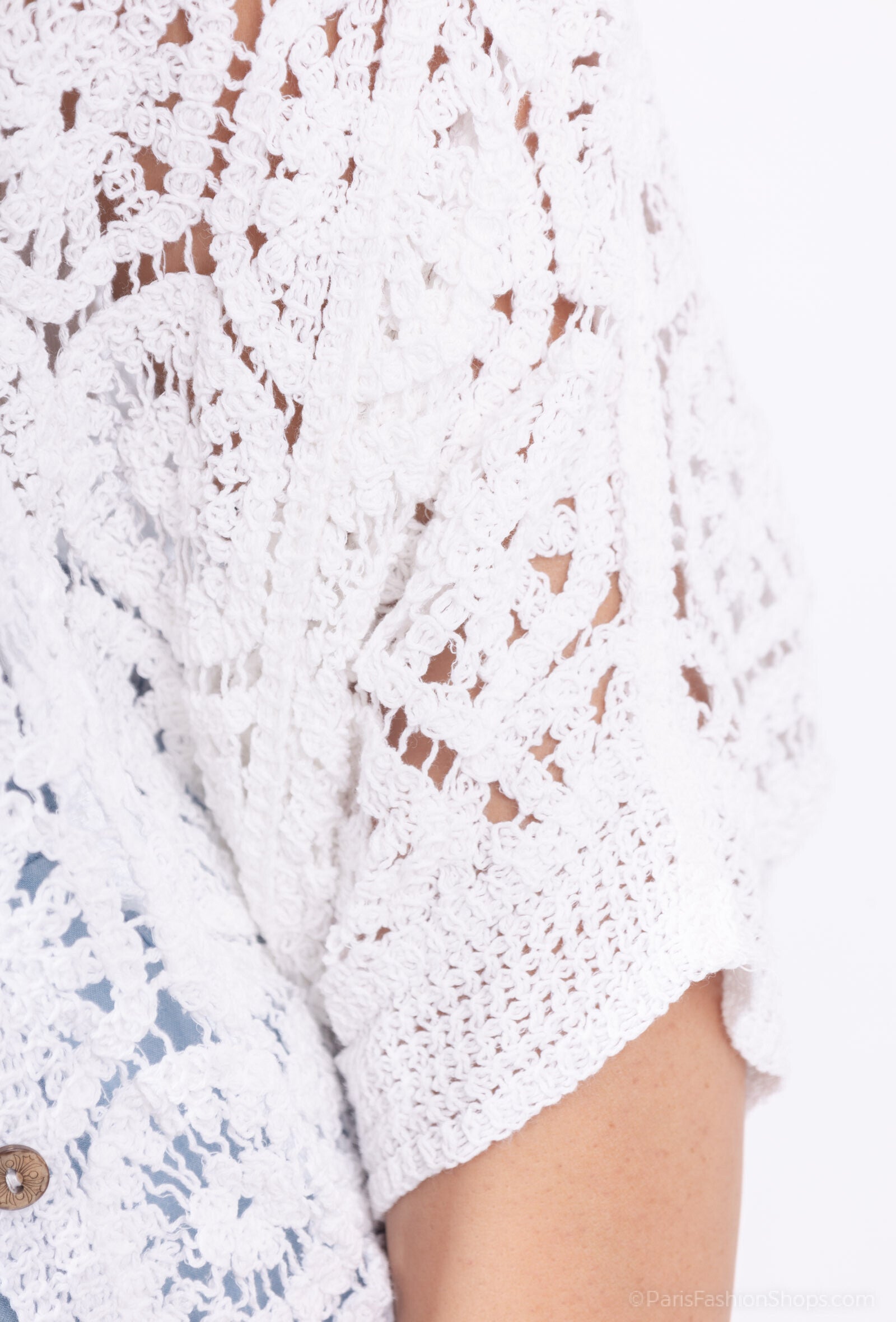Plus Size Crochet Väst med Batwing Ärmar