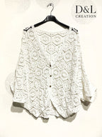Plus Size Crochet Väst med Batwing Ärmar